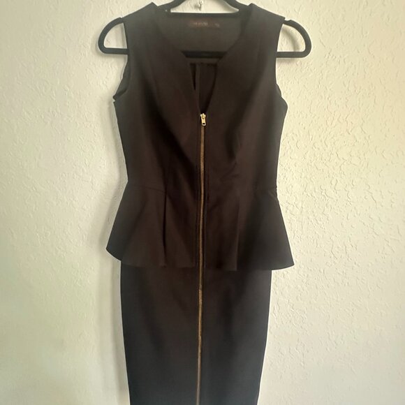 The Limited Dresses & Skirts - The Limited Black Front Zipper Peplum Dress Size 0